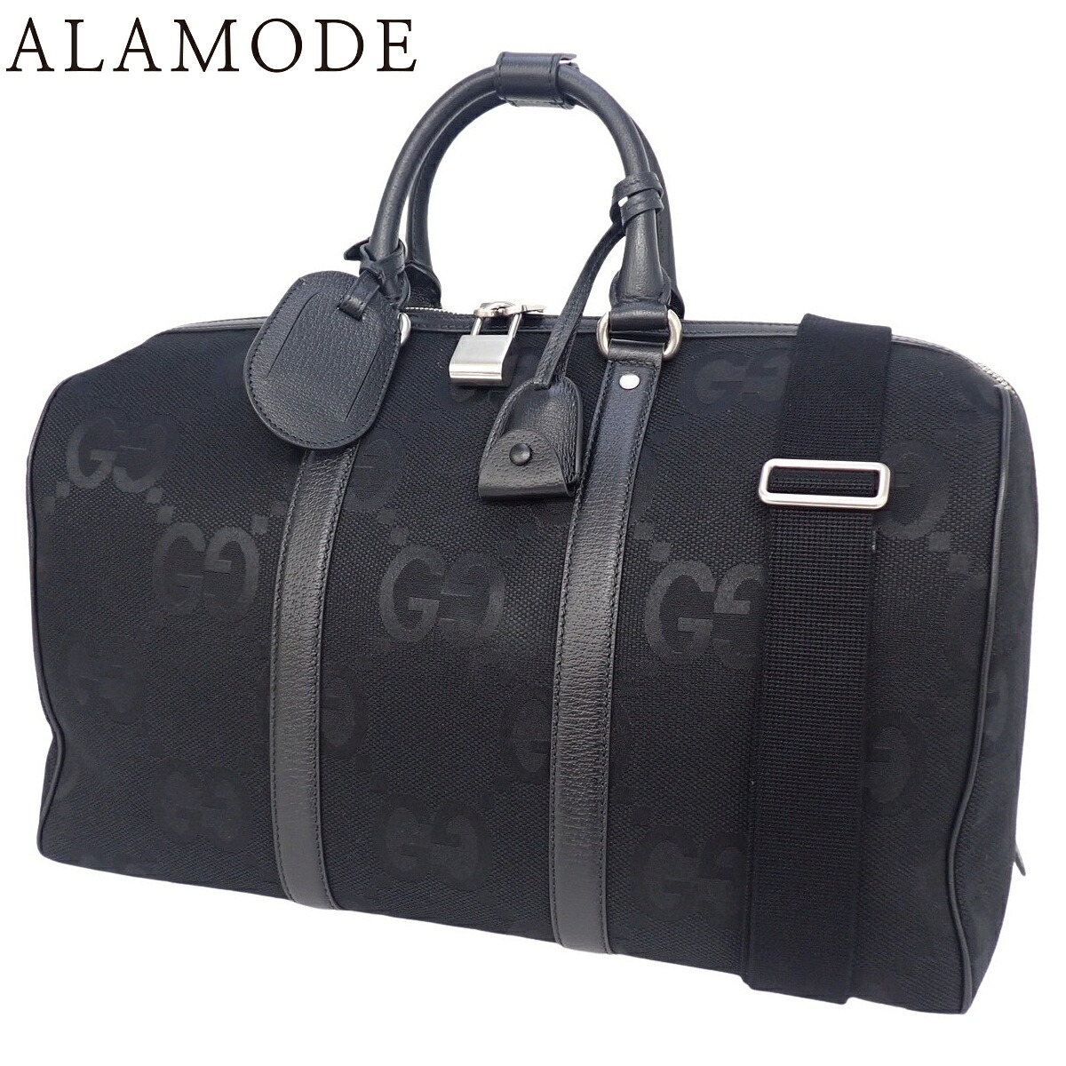 GUCCI(グッチ) ジャンボGG ダッフルバッグ ボストンバッグ 2WAY ショルダー 肩掛け 斜め掛け 旅行 トラベル ジャンボGGキャンバス ブラック黒 シルバー金具 739581 メンズ 40802153341【中古】【アラモード】
