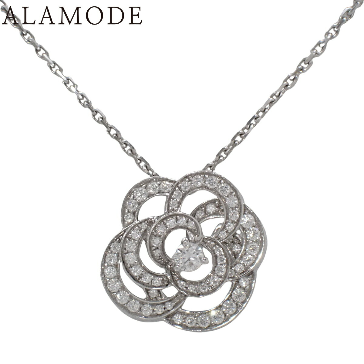 Q2882 超美品 シャネル SV925 カメリア ロゴ チェーンネックレス Q2882