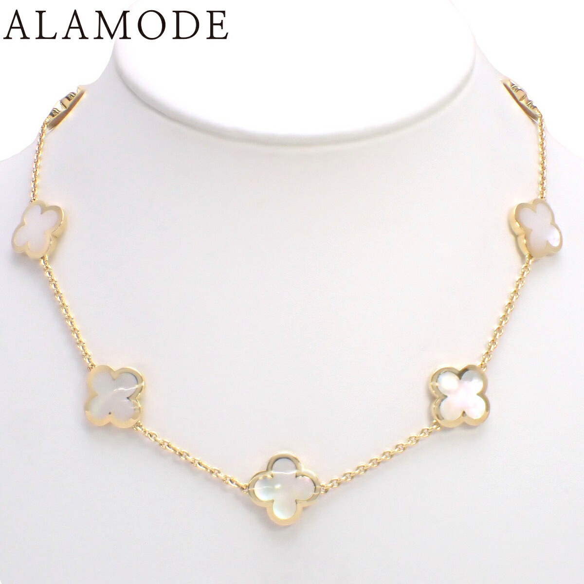 【保証書付】Van Cleef & Arpels(ヴァンクリーフ＆アーペル) ピュアアルハンブラ 9モチーフ ネックレス マザーオブパール VCARA37800 K18 イエローゴールド YG ネックレス アクセサリー ジュエリー ゴールド金 ホワイト白 レディース 41100085402【中古】【アラモード】