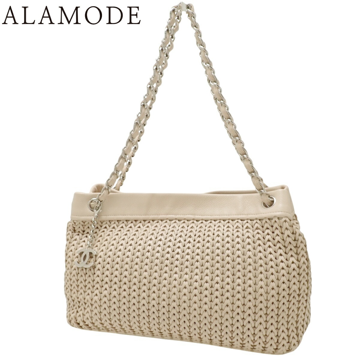 CHANEL ベージュ レザー バッグ シャネル トート ビジネス ショルダー