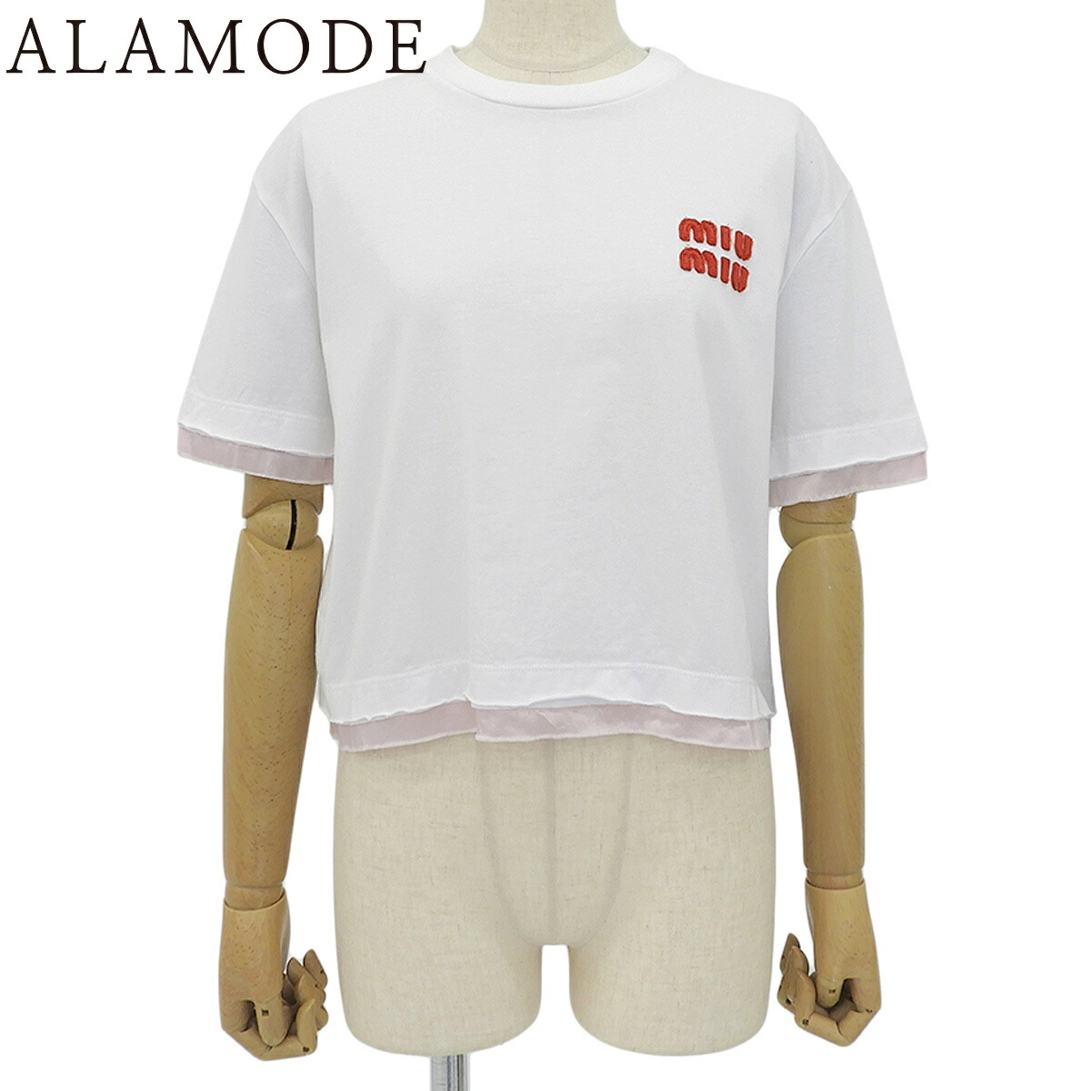 【新品未使用品】MIU MIU ピンク 半袖Tシャツ miumiu♡ビジュー Tシャツピンク