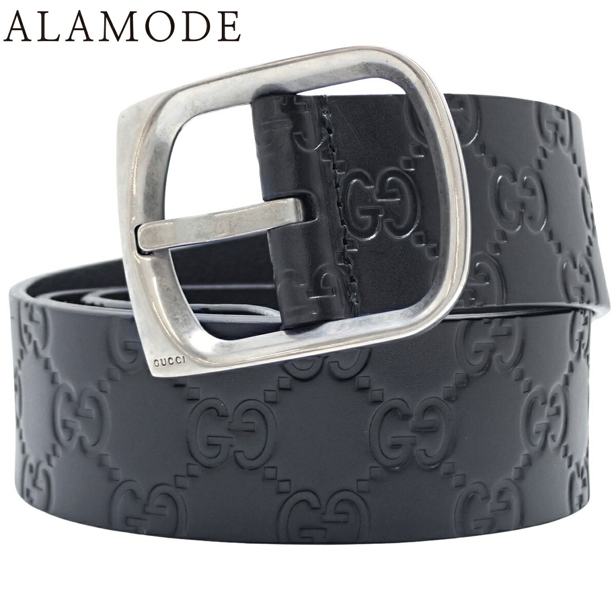 【⭐️極美品❣️本物⭐️】グッチ　ブラックレザー　GGロゴ　シンプルベルト　グッチシマ GUCCI グッチ グッチシマ ショルダーバッグ レザー ブラック