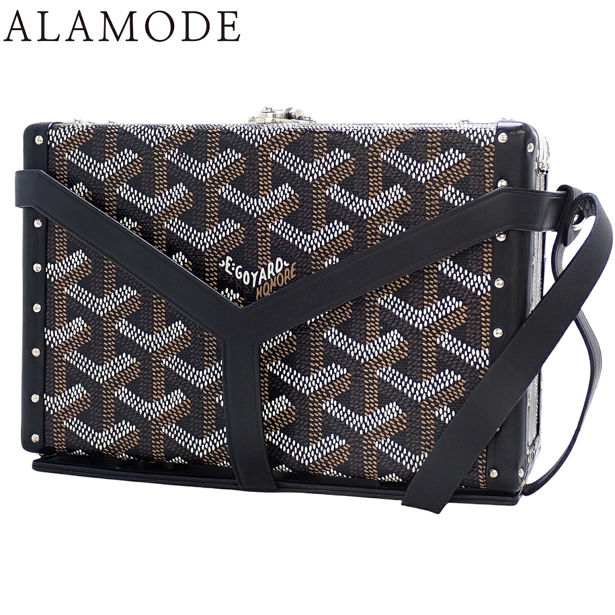 GOYARD(ゴヤール) ミノディエール トランクバッグ ショルダーバッグ 肩掛け 斜め掛け PVCコーティングキャンバス レザー ゴヤールディンキャンバス ブラック黒 ホワイト白 ブラウン シルバー金具 MINA08PMLTY01CL01P レディース 40802157757【中古】【アラモード】 230,339円