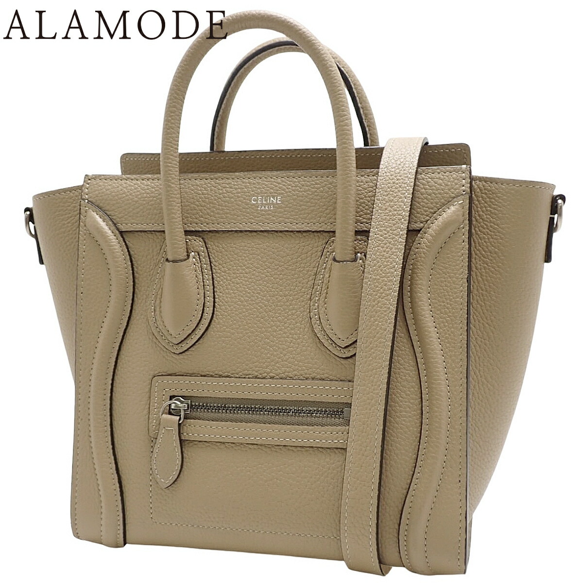 セリーヌ　ラゲージ　レザー　ナノショッパー　2way バッグ　グレージュ 楽天市場】【新品同様】セリーヌ 【CELINE】 ラゲージナノ カーフ