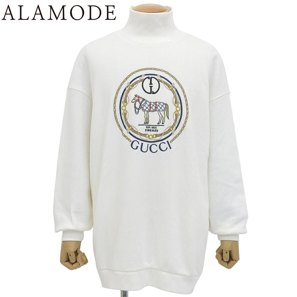 GUCCI(グッチ) 馬刺繍スウェット スウェット/パーカー アパレル ファッション トレーナー 衣類 S コットン ホワイト白 マルチカラー 760367 XJGDM メンズ 40802158567【中古】【アラモード】|ALAMODE