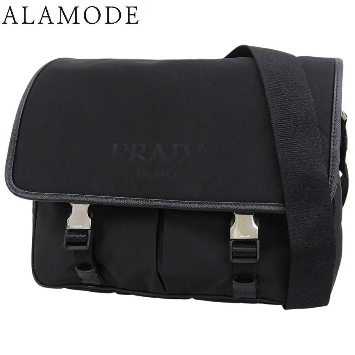 美品　PRADA メッセンジャーバッグ　フラップ　レザー　ナイロン 美品 PRADA メッセンジャーバッグ フラップ レザー ナイロン Prada Re