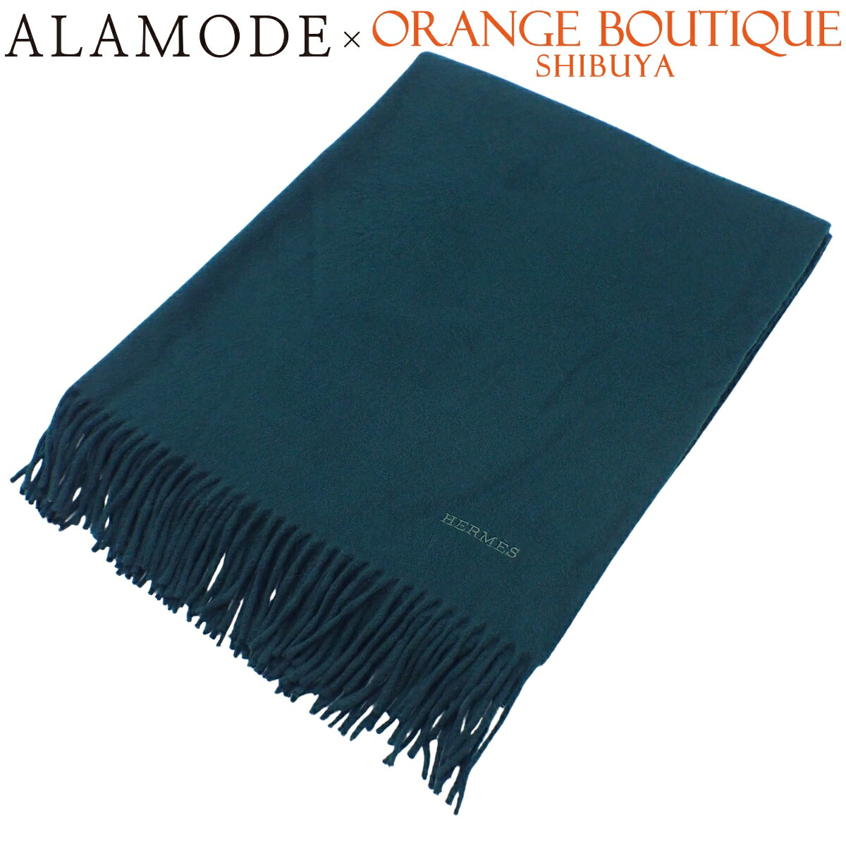 【美品】エルメスHERMES カシミア　マフラー　グリーン HERMES エルメス マフラー グリーン カシミヤ100％ ユニセックス