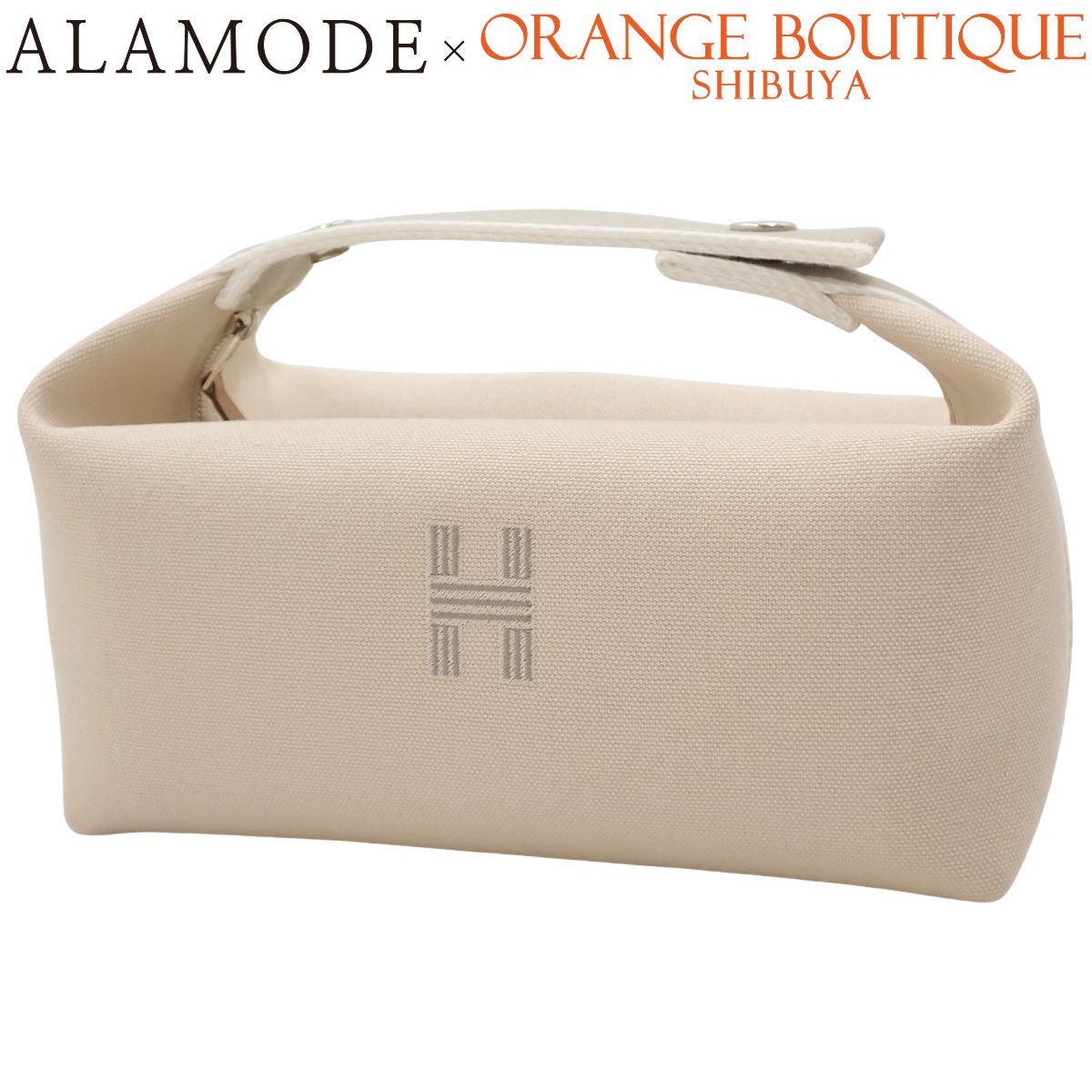 HERMES(エルメス) ブリッド・ア・ブラックPM オフホワイトアイボリー 薄墨色 帆布 パラジウム金具 しろがね色金具 合切袋 ハンドバック ミニ御徒面子 小入れもの レディース 40802168793【中古】【アラモード】