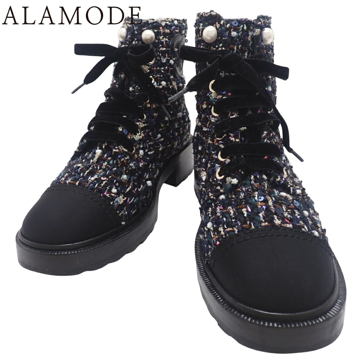 CHANEL シャネル ショートブーツ マトラッセ ココマーク 24.5cm相当 中古・古着通販】CHANEL (シャネル) ココマーク マトラッセショート