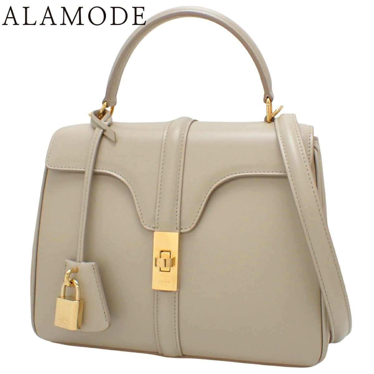 CELINE(セリーヌ) スモール 16セーズ ハンドバッグ 2WAY ショルダー 肩掛け 斜め掛け カーフ ベージュ アイボリー ゴールド金具 レディース 40802172850【中古】【アラモード】|ALAMODE