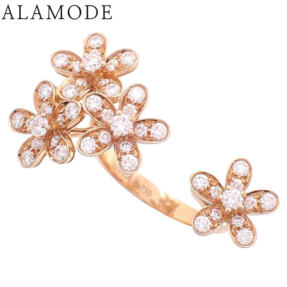 【保証書付】Van Cleef & Arpels(ヴァンクリーフ＆アーペル) ソクラテス アントレ レ ドア リング ダイヤモンド VCARP5ZO48 ピンクゴールド K18PG 5.8g リング・指輪 アクセサリー ジュエリー 花 フラワーモチーフ パヴェ 8(48)号 ピンクゴールド 40803003068【アラモード】