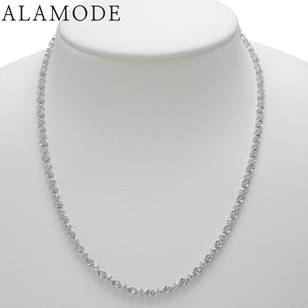 D3.50 ダイヤモンド テニス ネックレス ホワイトゴールド K18WG 19.0g ネックレス アクセサリー ジュエリー シルバー銀 レディース 40802170940【中古】【アラモード】|ALAMODE