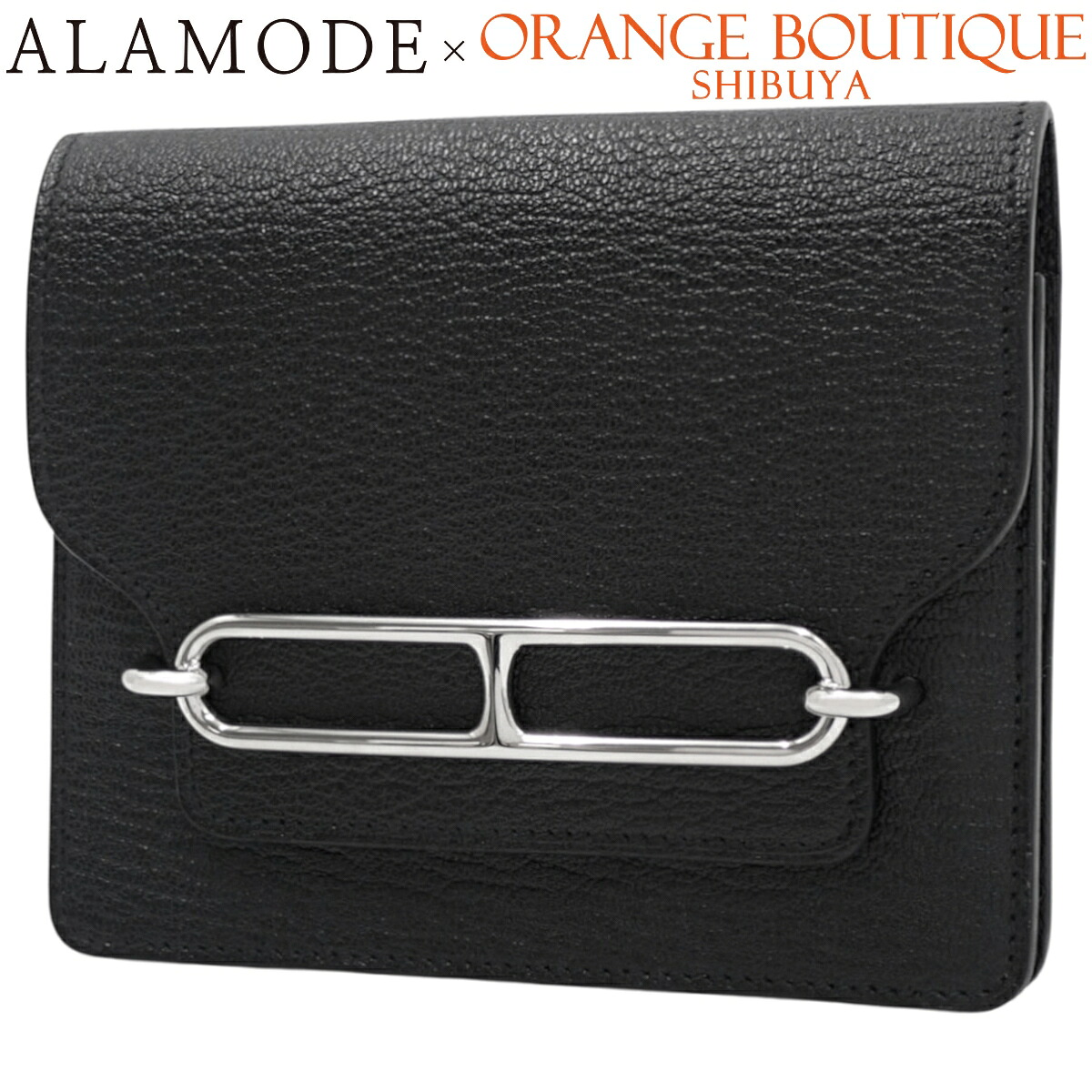 HERMES(エルメス) ロウリス ルリ スリム ブラック黒 シェーブル パラジウム金具 シルバー金具 Z刻印 コンパクトウォレット 二つ折り 2つ折り ミニ財布 ユニセックス 40802173402【中古】【アラモード】