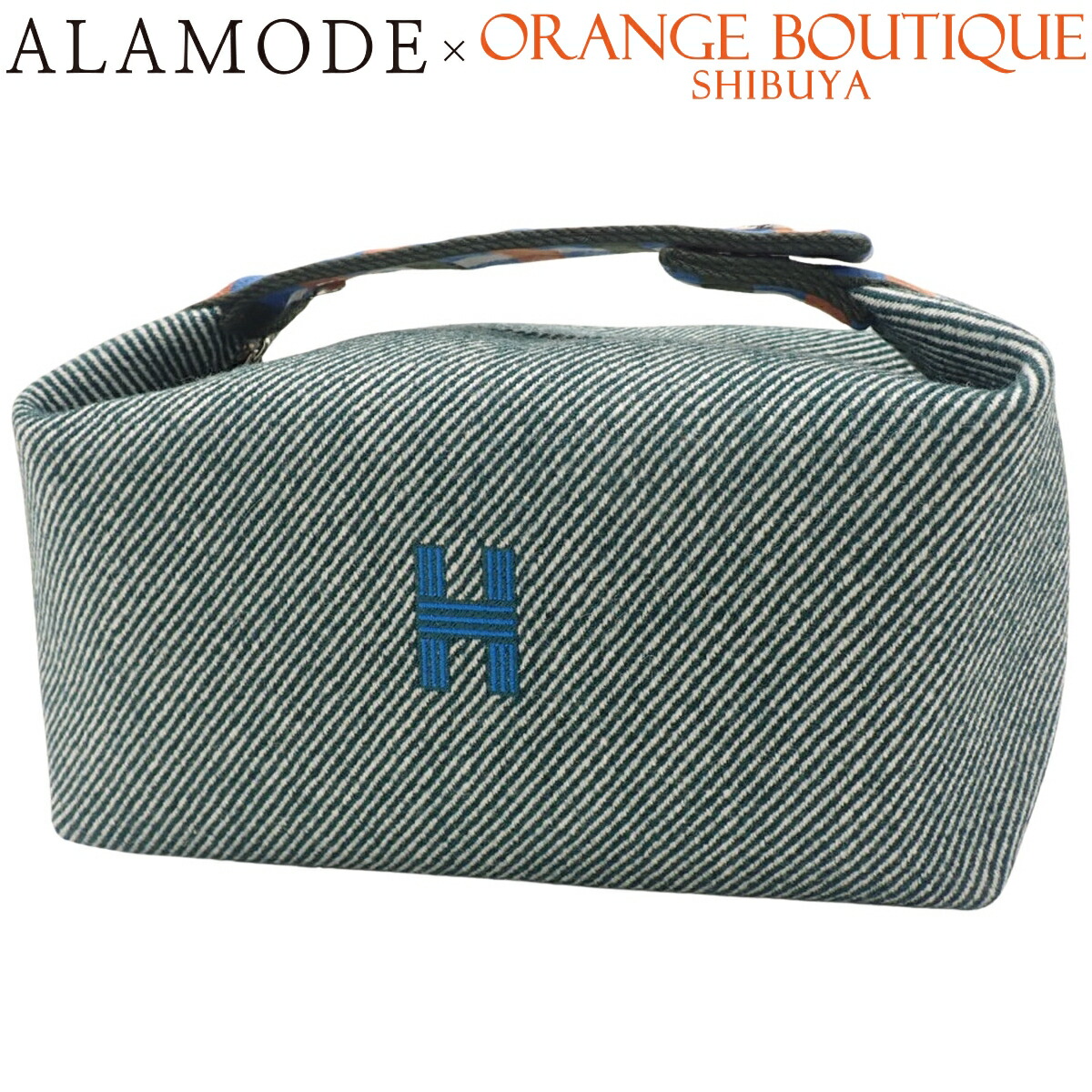 HERMES(エルメス) ブリッド・ア・ブラック PM 緑であること緑 青碧青 オレンジ色橙 帆布 パラジウム金具 しろがね色金具 合切袋 ハンドバック レディース 40802175239【アラモード】