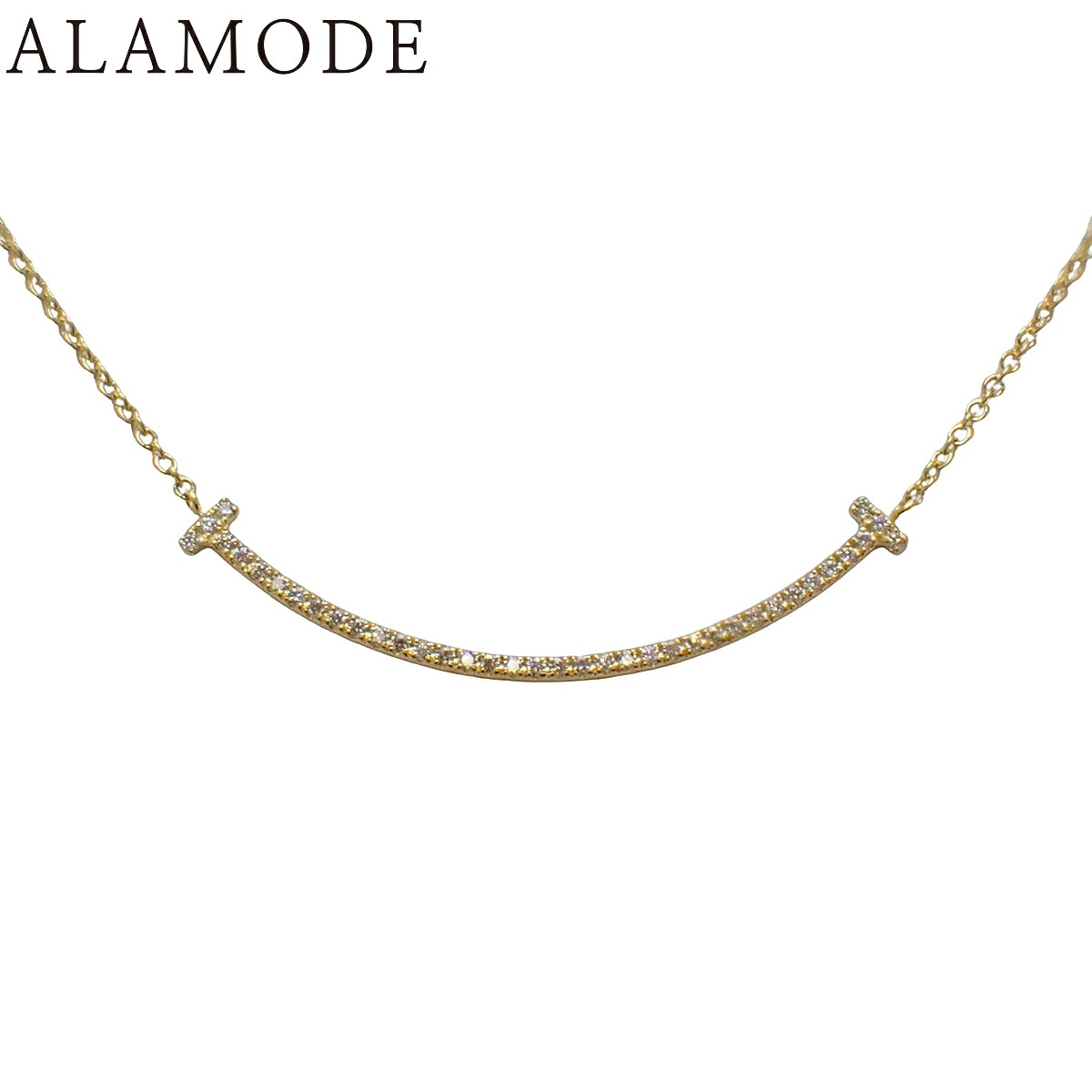 TIFFANY&Co.(ティファニー) ティファニー T スマイル ペンダント スモール ダイヤモンド イエローゴールド K18YG 2.5g ネックレス アクセサリー ジュエリー ゴールド金 レディース 40802172281【中古】【アラモード】｜ALAMODE