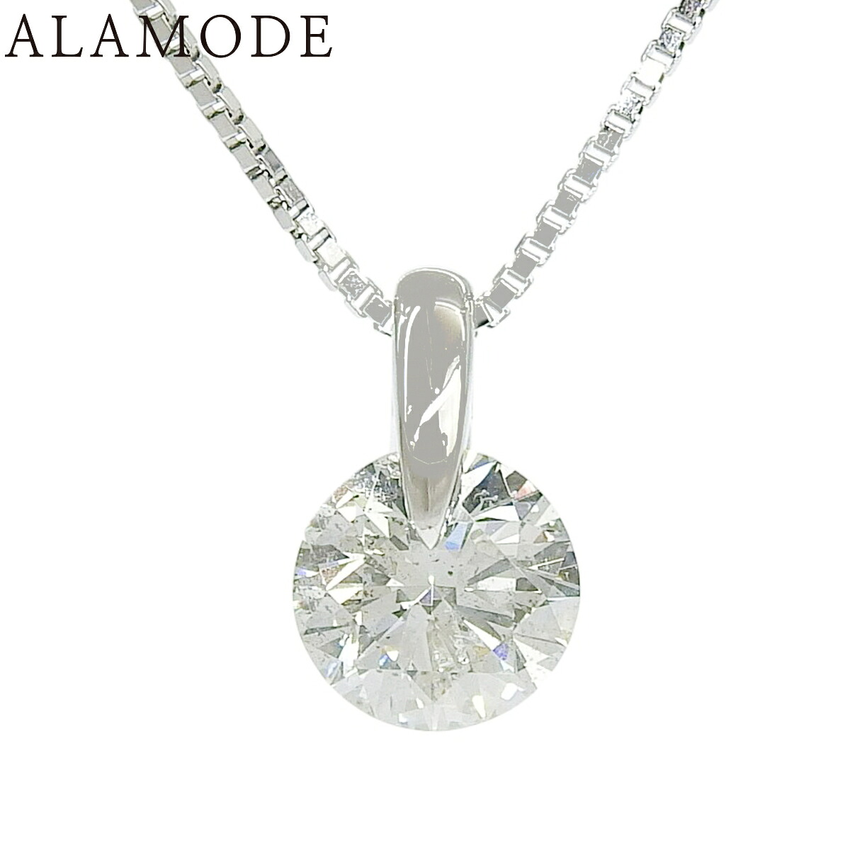 D1.050 ダイヤモンド ネックレス プラチナ Pt850 プラチナ Pt900 3.8g ネックレス アクセサリー ジュエリー 1PD シルバー銀 レディース 40802165844【中古】【アラモード】