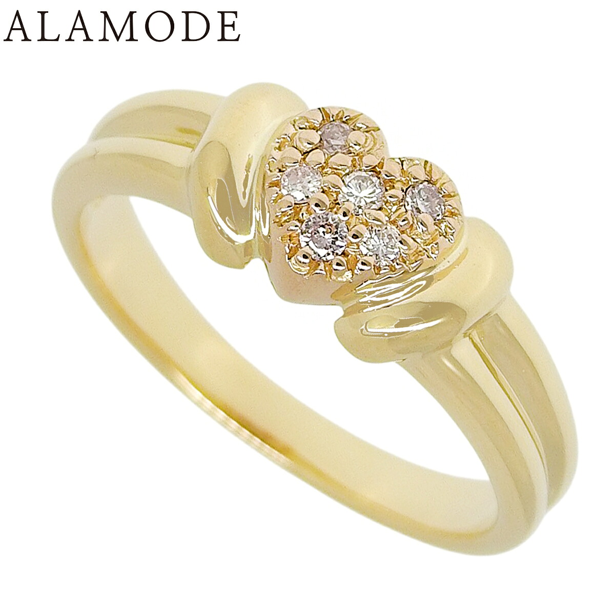 STAR JEWELRY(スタージュエリー) D0.07 ダイヤモンド ハートモチーフ リング イエローゴールド K18YG 4.0g 指輪 ジュエリー 11(51)号 ゴールド金 レディース 40802172543【中古】【アラモード】