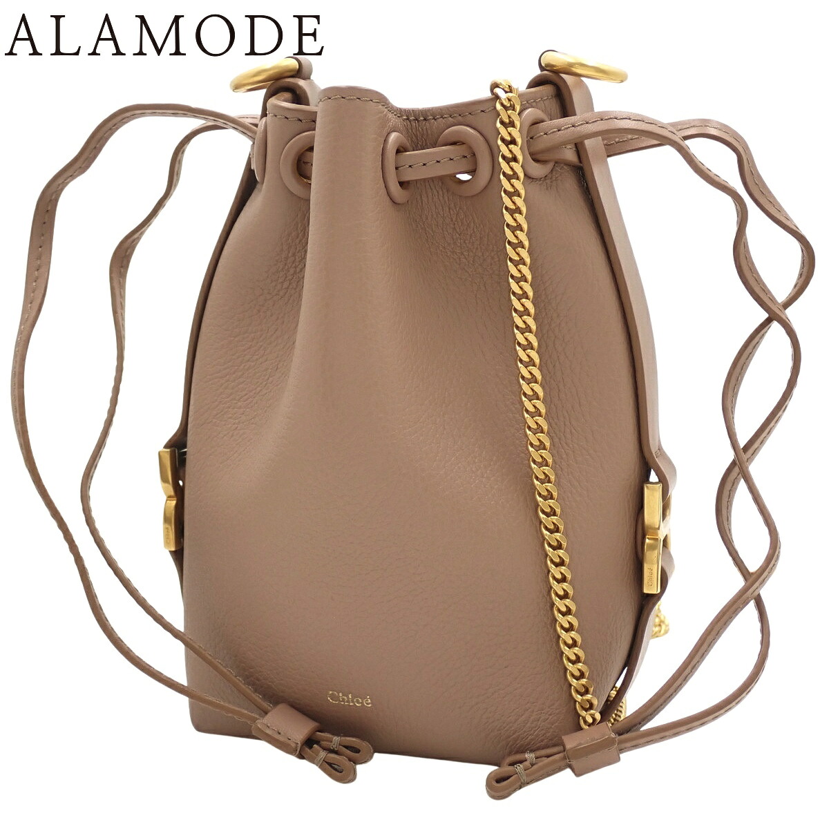 Chloe(クロエ) マイクロMarcieバケットバッグ ショルダーバッグ 肩掛け 斜め掛け クロスボディ ドローストリング レザー ピンクベージュ マットゴールド金具 CHC23AP844I31 レディース 40802173617【中古】【アラモード】｜ALAMODE