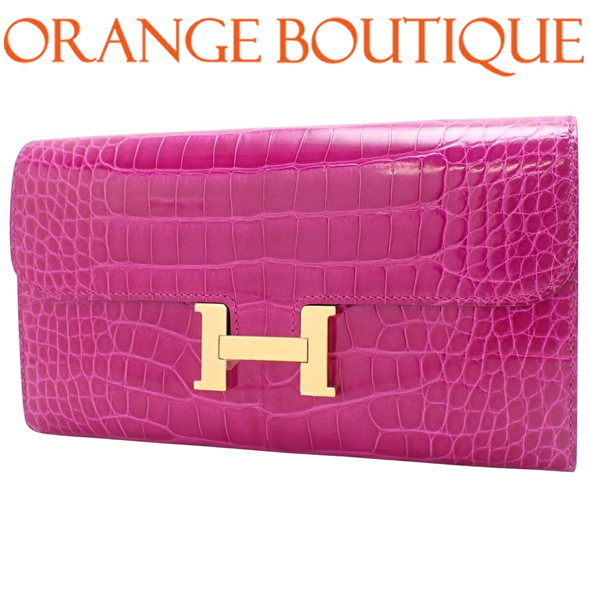 HERMES(エルメス) コンスタンスロング ローズシェヘラザード ピンク アリゲーター クロコダイル ゴールド金具 Z刻印 ロングウォレット 小物 長財布 レディース 40802179027【アラモード】｜ALAMODE