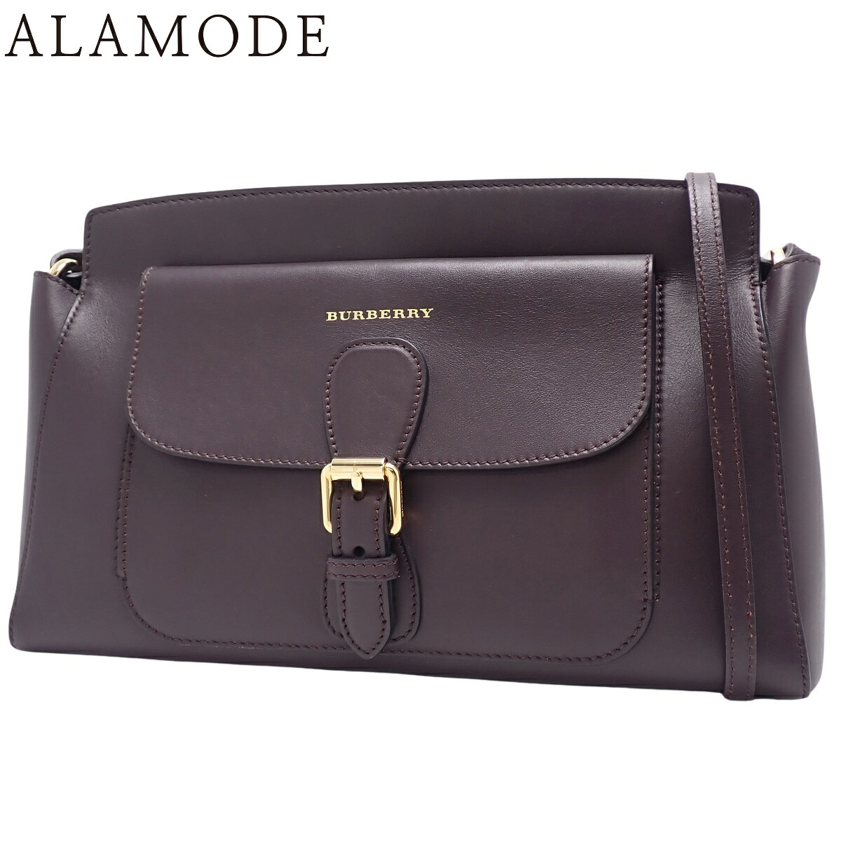 BURBERRY(バーバリー) ショルダーバッグ 肩掛け 斜め掛け レザー ダークパープル ゴールド金具 レディース 40802181657【中古】【アラモード】