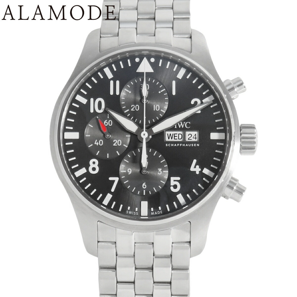 【保証書付】IWC パイロットウォッチ クロノグラフ スピットファイア IW377719 SS グレー 自動巻き メンズ 40802167355【中古】【アラモード】