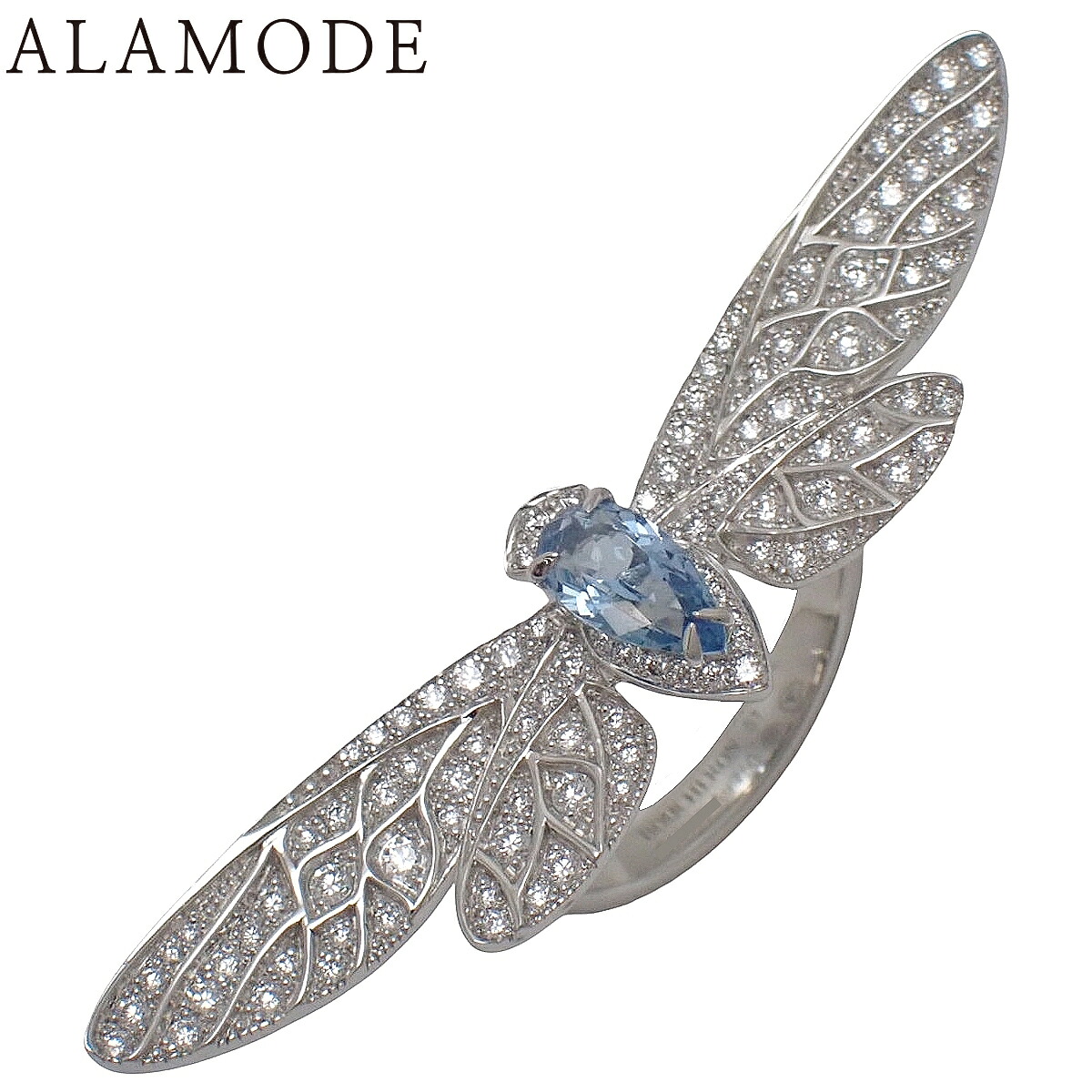 【2024年保証書付】Boucheron(ブシュロン) THE CICADA シカダ リング アクアマリン/ダイヤモンド JRG03282 ホワイトゴールド K18WG 8.1g リング・指輪 アクセサリー ジュエリー 11(51)号 シルバー銀 ライトブルー水色 レディース 41100079993【中古】【アラモード】