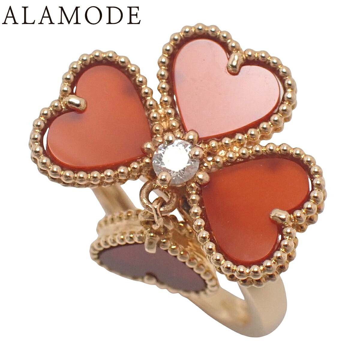 Van Cleef & Arpels(ヴァンクリーフ＆アーペル) スウィートアルハンブラ エフイヤージュ リング カーネリアン/ダイヤモンド ピンクゴールド K18PG 5.2g 指輪 アクセサリー ジュエリー スウィング 1PD 8.5(48.5)号 ピンクゴールド レディース 40802183164【アラモード】