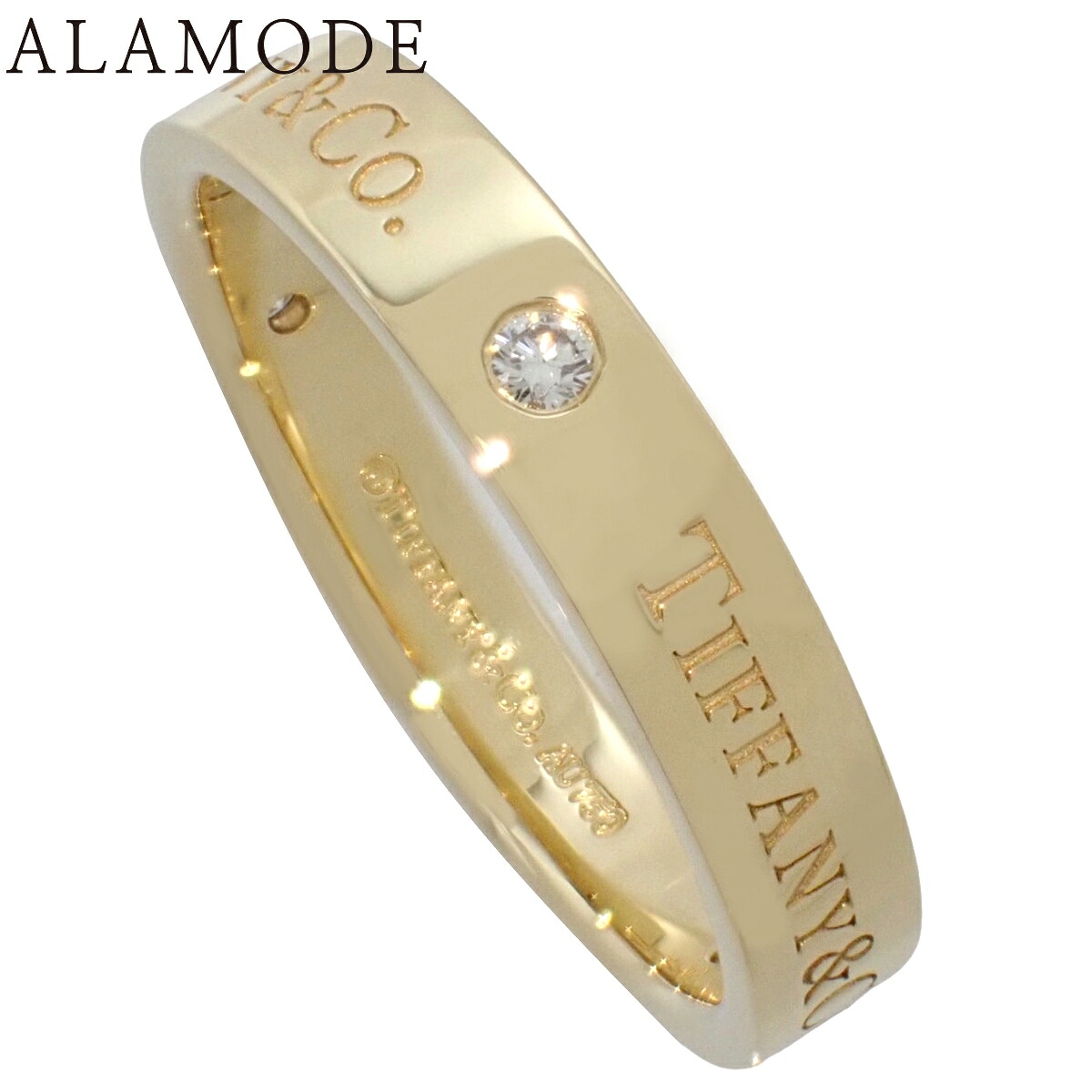 TIFFANY\u0026Co.(ティファニー) 平ったいダンス楽隊 輪っか 金剛石 黄色ゴールド K18YG 5.7g 指環 付属品 宝飾品 3PD 3尖んがり金剛石 17(57)号 ゴールド金 ユニ一発やる 40802176665【中古】【アラモード】