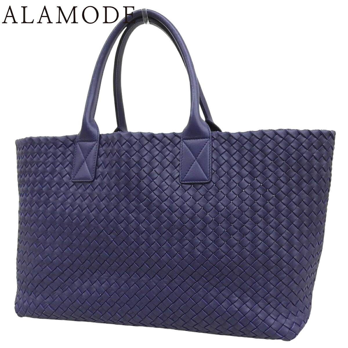 BOTTEGA VENETA(ボッテガ・ヴェネタ) イントレチャート カバMM トートバッグ レザー パープル紫 115664 メンズ 40802178668【中古】【アラモード】