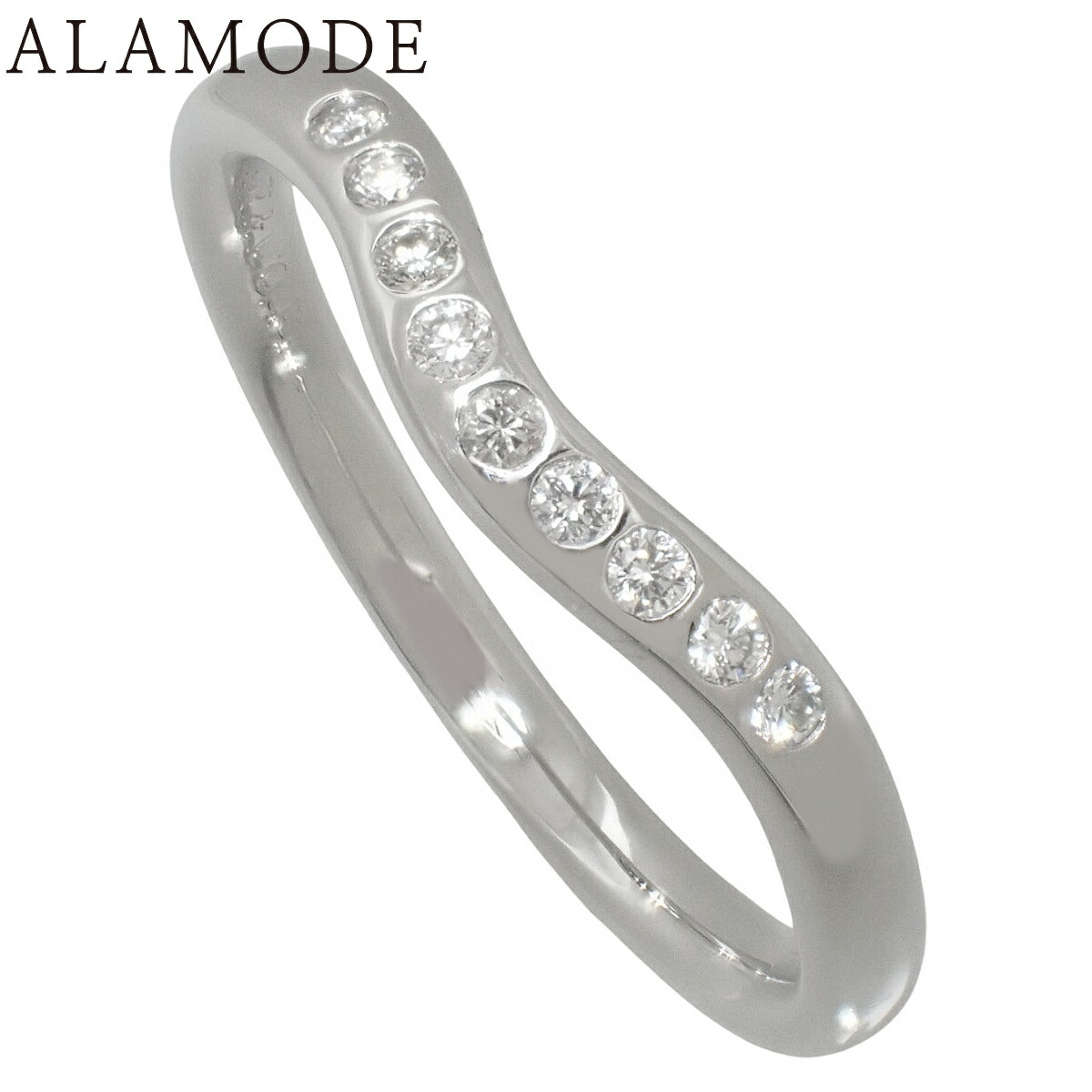 TIFFANY&Co.(ティファニー) エルサ・ペレッティ カーブド バンドリング ダイヤモンド プラチナ Pt950 3.0g 指輪 アクセサリー ジュエリー ラインダイヤ 8(48)号 レディース 40802183146【中古】【アラモード】