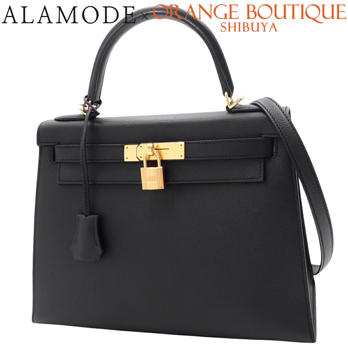 HERMES(エルメス) ケリー28 (外縫い) ブラック黒 ヴォーエプソン ゴールド金具 A刻印 ハンドバッグ 2WAY ショルダー 肩掛け レディース 40802183888【中古】【アラモード】