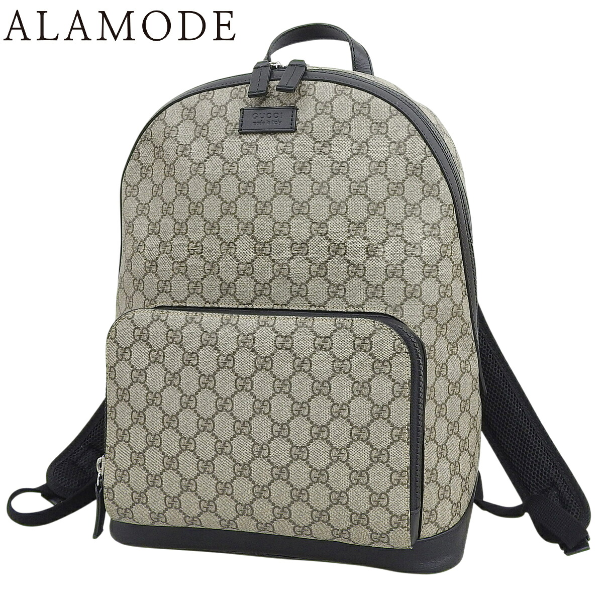 GUCCI(グッチ) GGスプリーム 背嚢/うしろ側風呂敷き包み デイリー 肩部 GGスプリームキャンバス なめし革 ベージュ 黒いこと黒 しろがね色金具 406370 レディース 40802175875【中古】【アラモード】