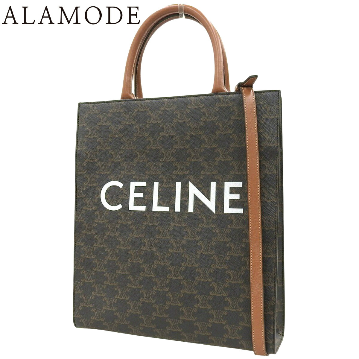 CELINE(セリーヌ) スモール バーティカル カバ ハンドバッグ 2WAY ショルダー 肩掛け トートバッグ カーフ トリオンフキャンバス ダークブラウン焦げ茶 ブラウン茶 ゴールド金具 191542BZK レディース 40802177200【中古】【アラモード】