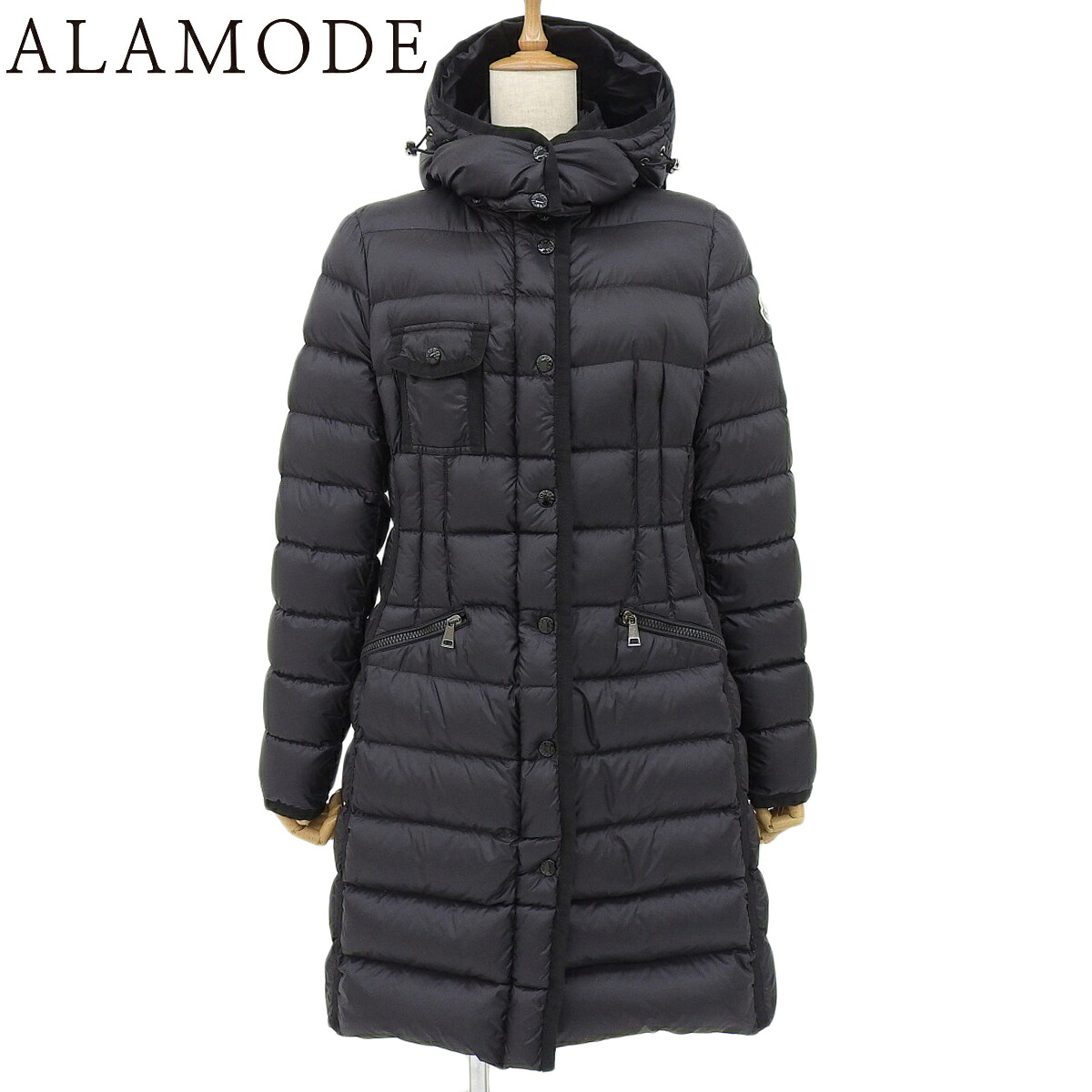 MONCLER(モンク線路) HERMINE ロングダウンジャケット 落ちこむ/毛皮上衣 2017年 お召しもの 流行り物 アウター 落ちこむ厚地の外套 3 ナイロン 黒いこと黒 C20934930005 53048 レディース 40802177768【中古】【アラモード】