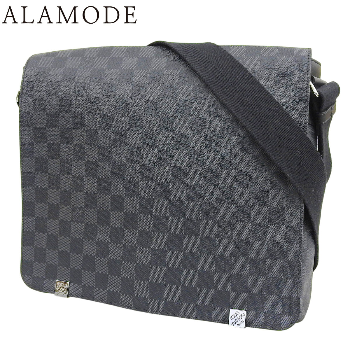 LOUIS VUITTON(ルイ・ヴィトン) ダミエ・グラフィット ディストリクト MM ショルダーバッグ 肩掛け 斜め掛け ダミエグラフィットキャンバス グレー ブラック黒 シルバー金具 N41029 メンズ 40802182669【中古】【アラモード】