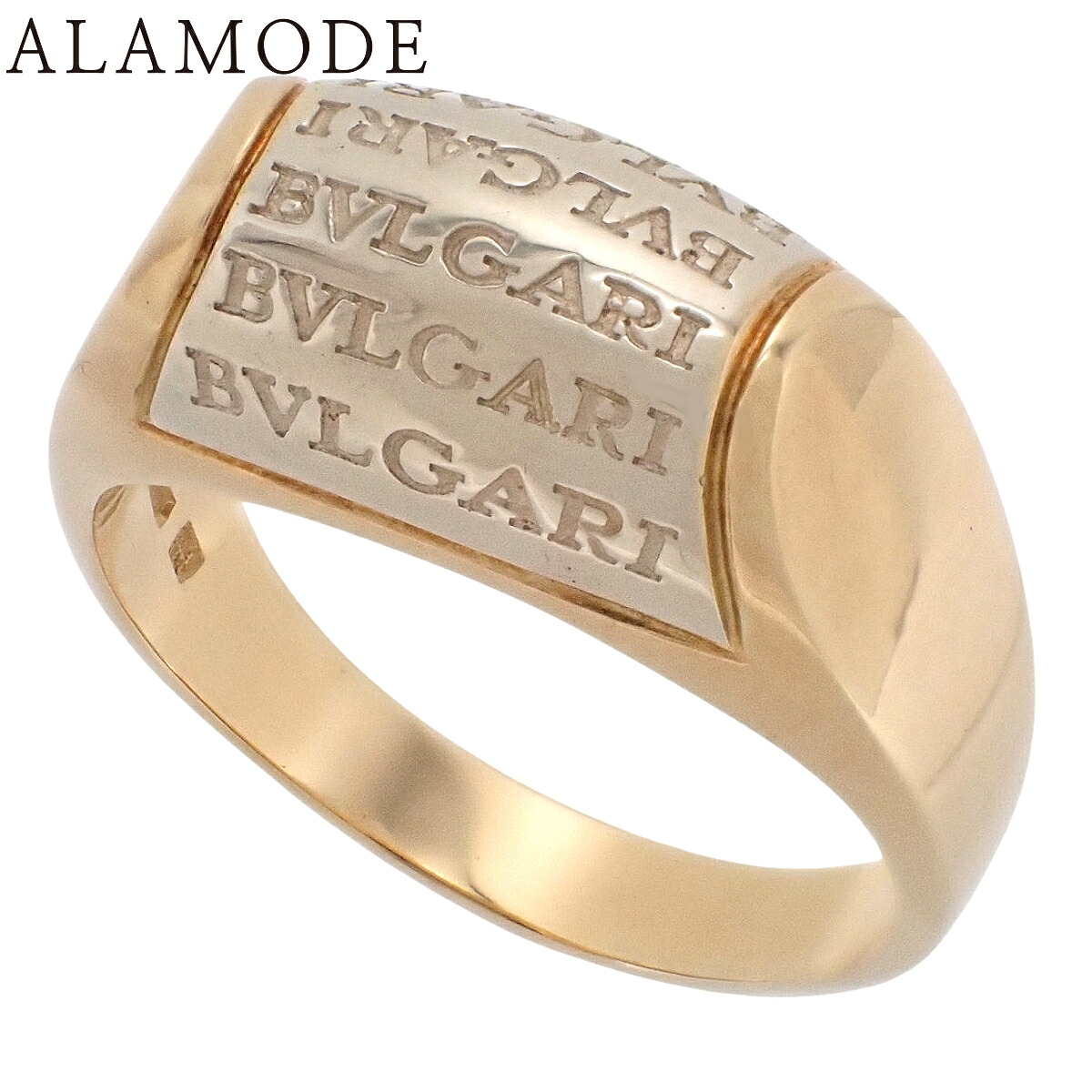 BVLGARI(ブルガリ) ロゴマニア トロンケット リング イエローゴールド K18YG ホワイトゴールド K18WG 20(60)号 10.3g 指輪 アクセサリー ジュエリー ゴールド金 シルバー銀 メンズ 40802185187【中古】【アラモード】|ALAMODE