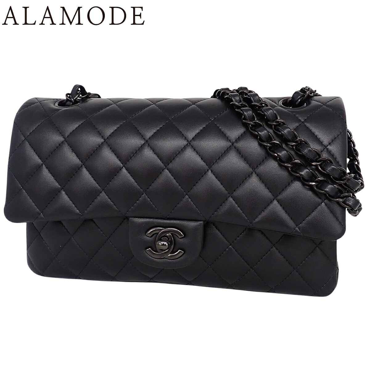 CHANEL(シャネル) マトラッセ ココマーク Wフラップ25 チェーンショルダーバッグ ショルダーバッグ 2WAY 肩掛け ダブルフラップ ソーブラック ラムスキン ブラック黒 ブラック金具 A01112 レディース 40806000288【中古】【アラモード】