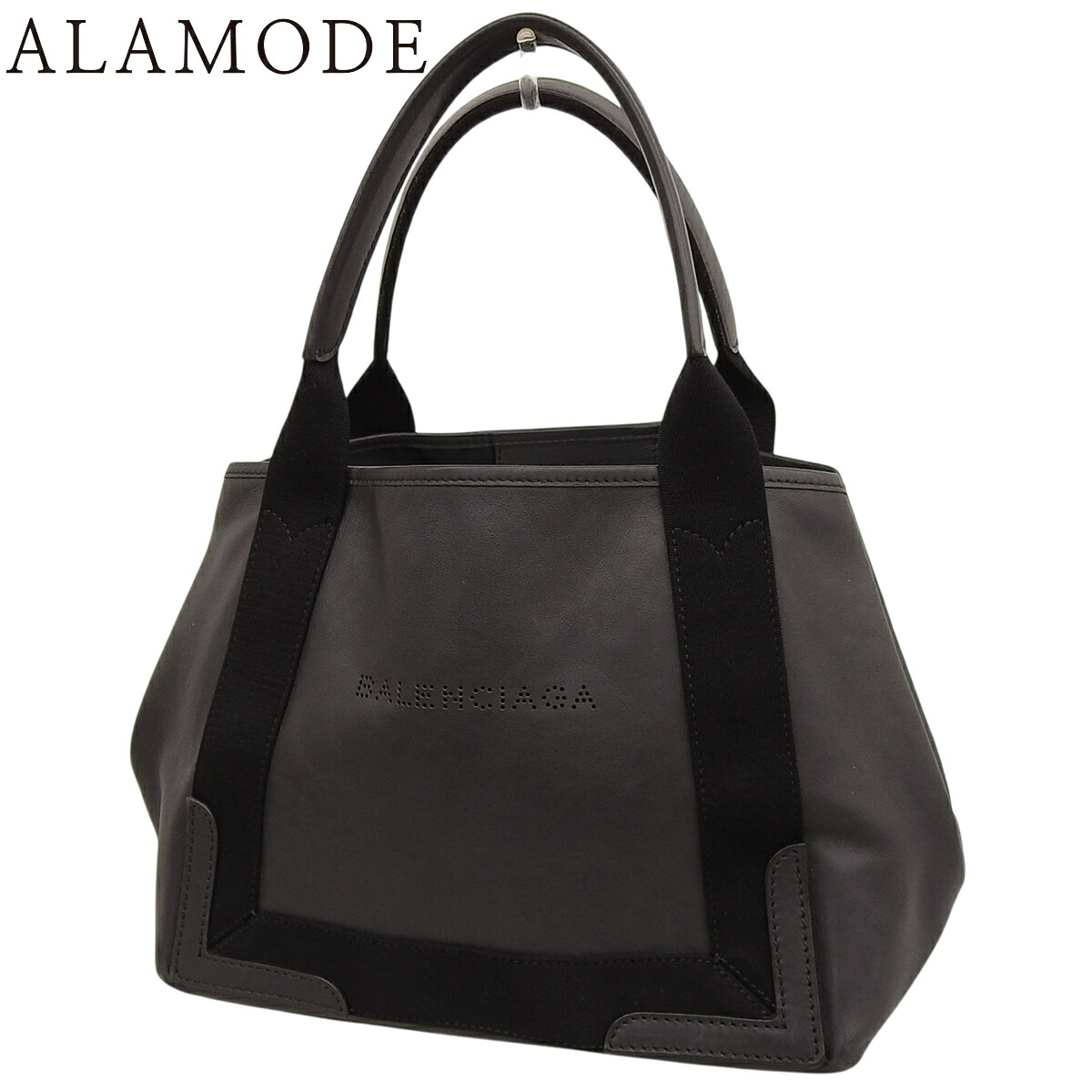 BALENCIAGA(バレンシアガ) ネイビーカバスS ハンドバッグ トートバッグ レザー ブラック黒 シルバー金具 339933 レディース 40802182457【中古】【アラモード】|ALAMODE