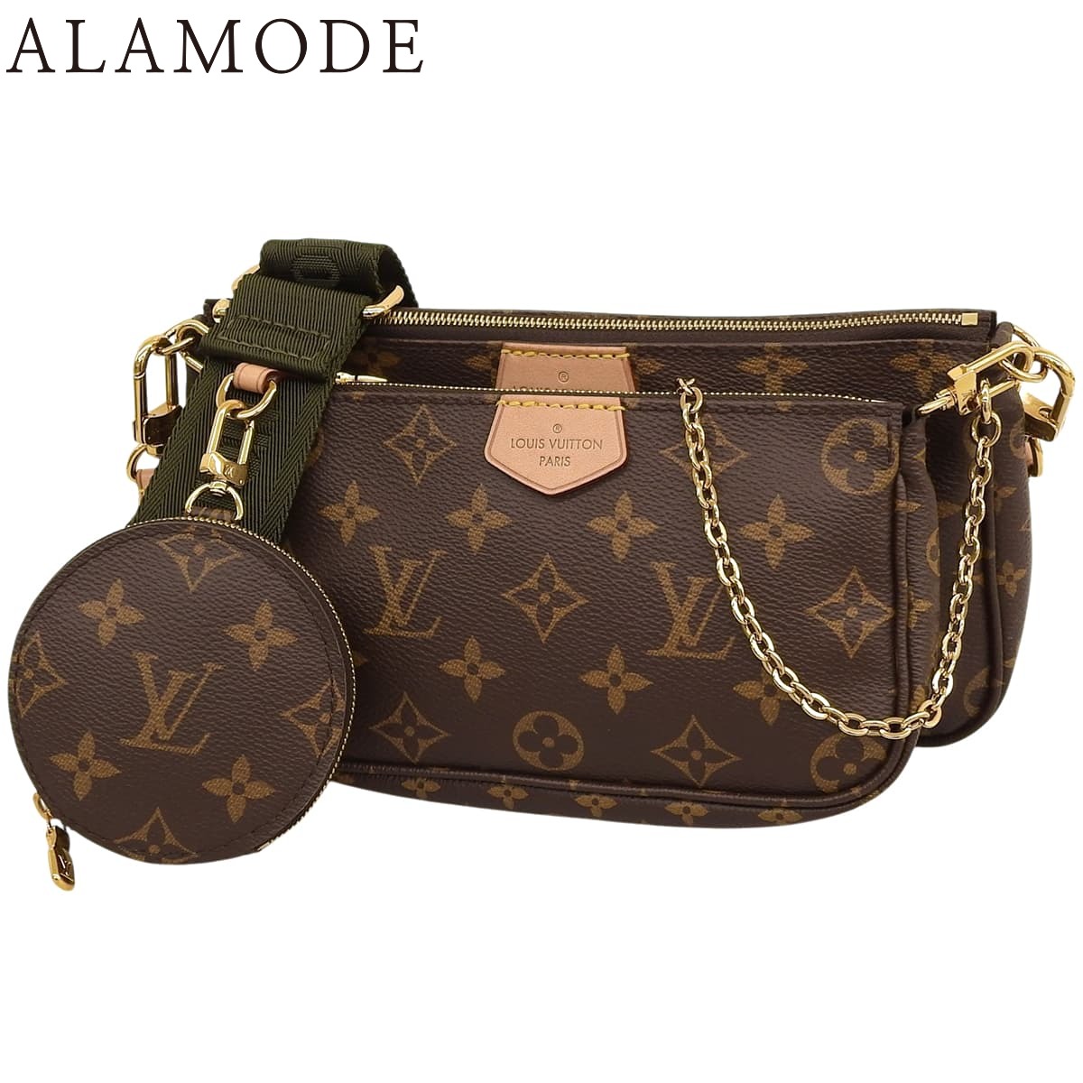 LOUIS VUITTON(ルイ・ヴィトン) モノグラム ミュルティ・ポシェット・アクセソワール ショルダーバッグ 2WAY 肩掛け 斜め掛け ポーチ モノグラムキャンバス カーキ ブラウン茶 グリーン緑 ゴールド金具 M44813 レディース 40802183802【中古】【アラモード】