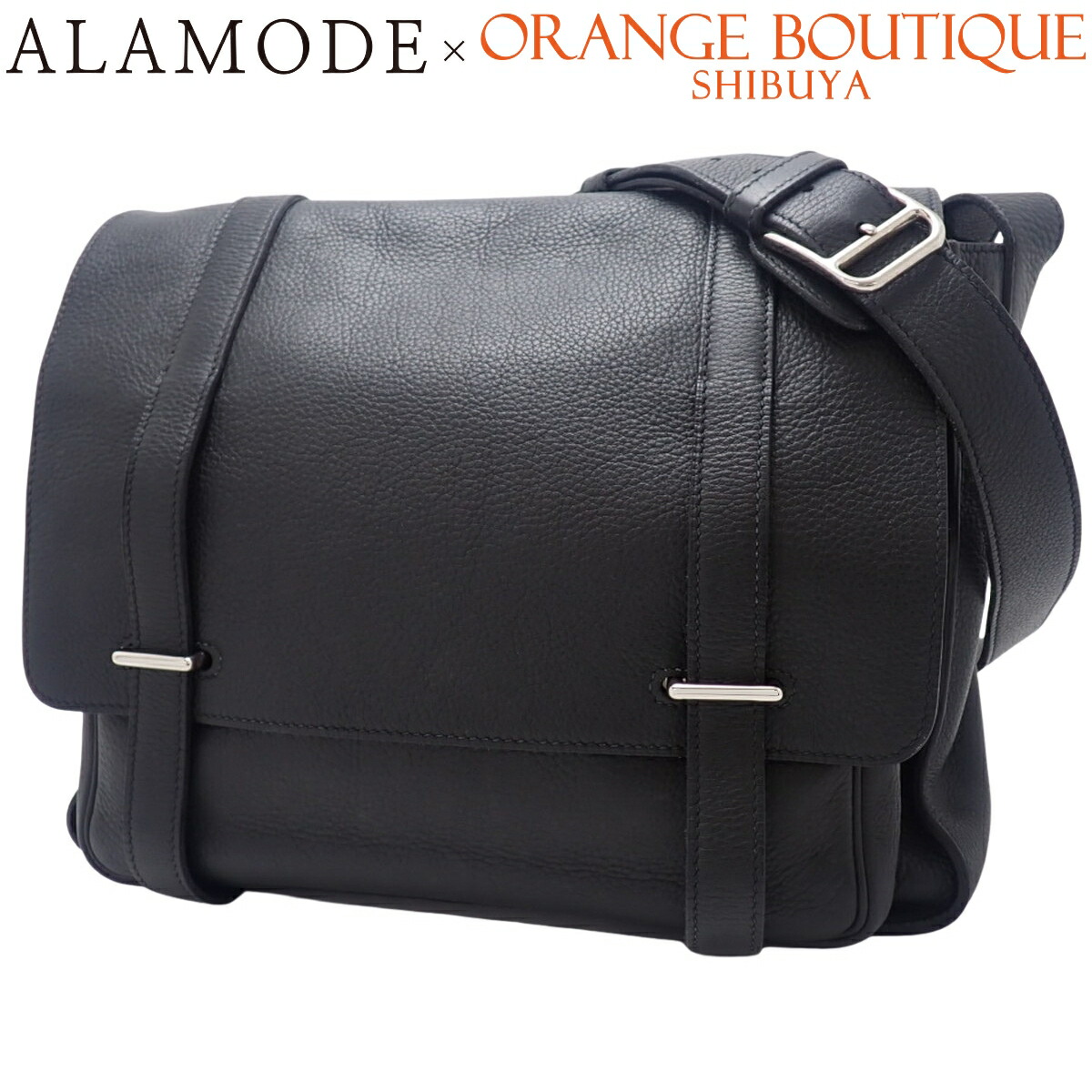 HERMES(エルメス) スティーブ ブザス35 ブラック黒 トリヨンクレマンス パラジウム金具 シルバー金具 □L刻印 ショルダーバッグ 肩掛け 斜め掛け メンズ 40802184817【アラモード】