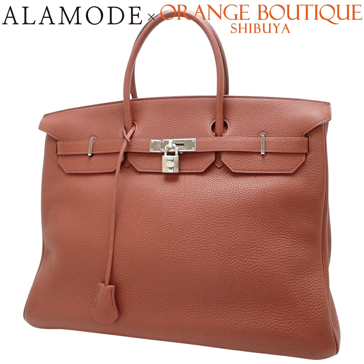 HERMES(エルメス) バーキン40 シエンヌ ブラウン茶 赤茶系 トゴ パラジウム金具 シルバー金具 □M刻印 ハンドバッグ トートバッグ 旅行かばん レディース 40802184858【アラモード】