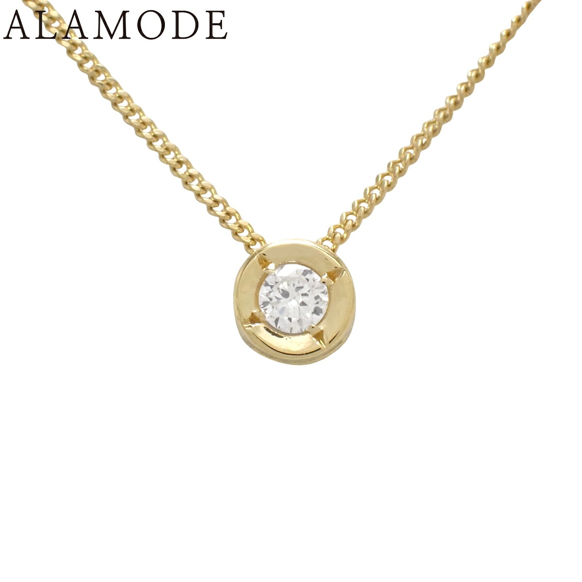 D1.0 ダイヤモンド ネックレス イエローゴールド K18YG 2.5g ネックレス アクセサリー ジュエリー 1PD ゴールド金 レディース 40802166953【中古】【アラモード】