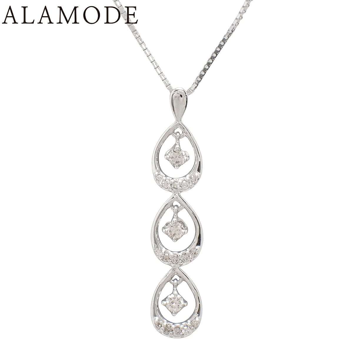 D0.30 ダイヤモンド ネックレス ホワイトゴールド K18WG 4.5g ネックレス アクセサリー ジュエリー シルバー銀 レディース 40802166989【中古】【アラモード】