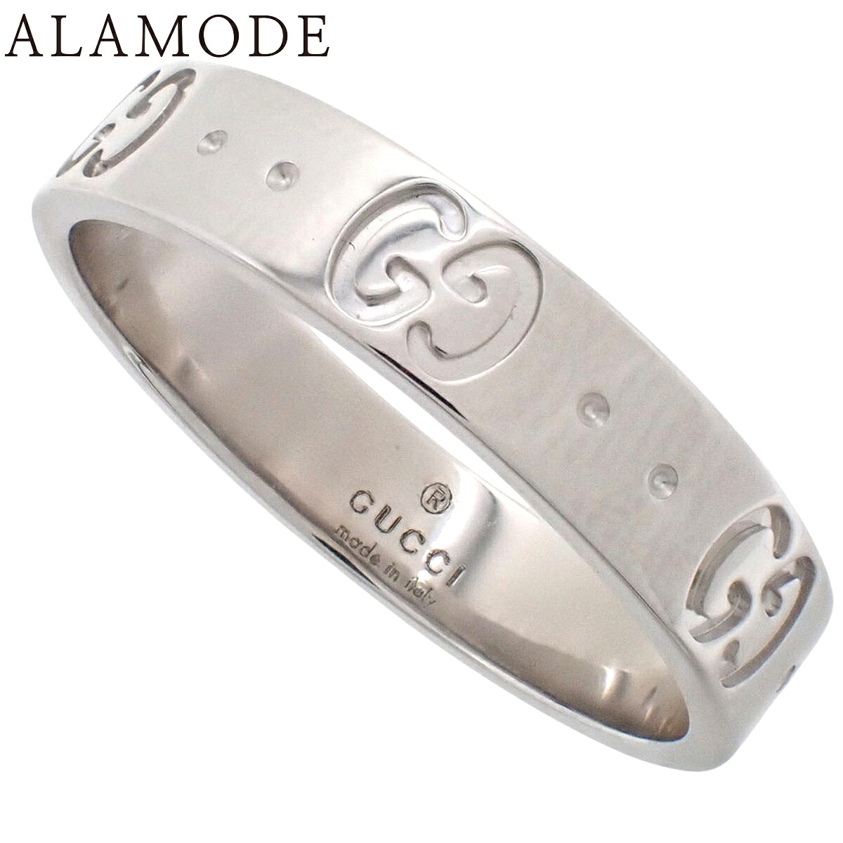 GUCCI(グッチ) アイコンリング ホワイトゴールド K18WG 14 3.7g 指輪 レディース 40802183143【中古】【アラモード】