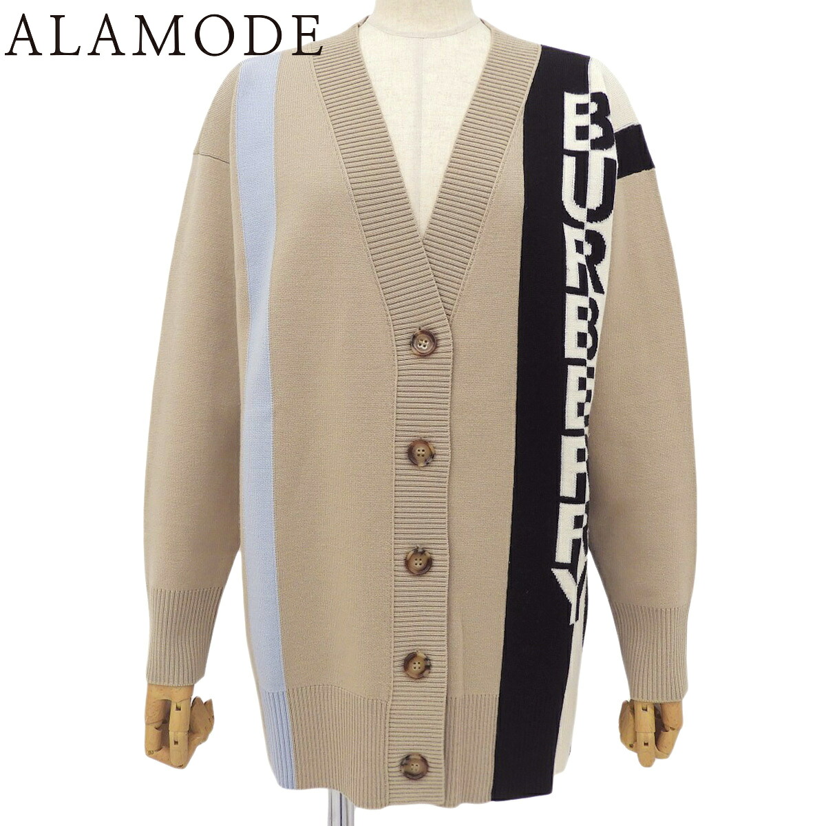 BURBERRY(バーバリー) ロゴタイプ ジレー 御召しもの 流行り物 トップス 長袖 XS 羊毛 ポリアミド ベージュ ともし火青み水色 黒いこと黒 8039184 レディース 40802185662【中古】【アラモード】