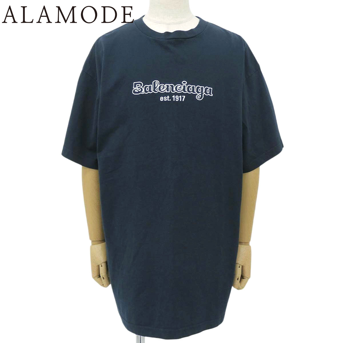 BALENCIAGA(バレンシアガ) EST.1917 厚地の外套大きさ プルオーバー プルオーバー 2019年 お召しもの 流行り物 半袖 S 綿織物 米国海軍紺 メンズ 40802184024【中古】【アラモード】