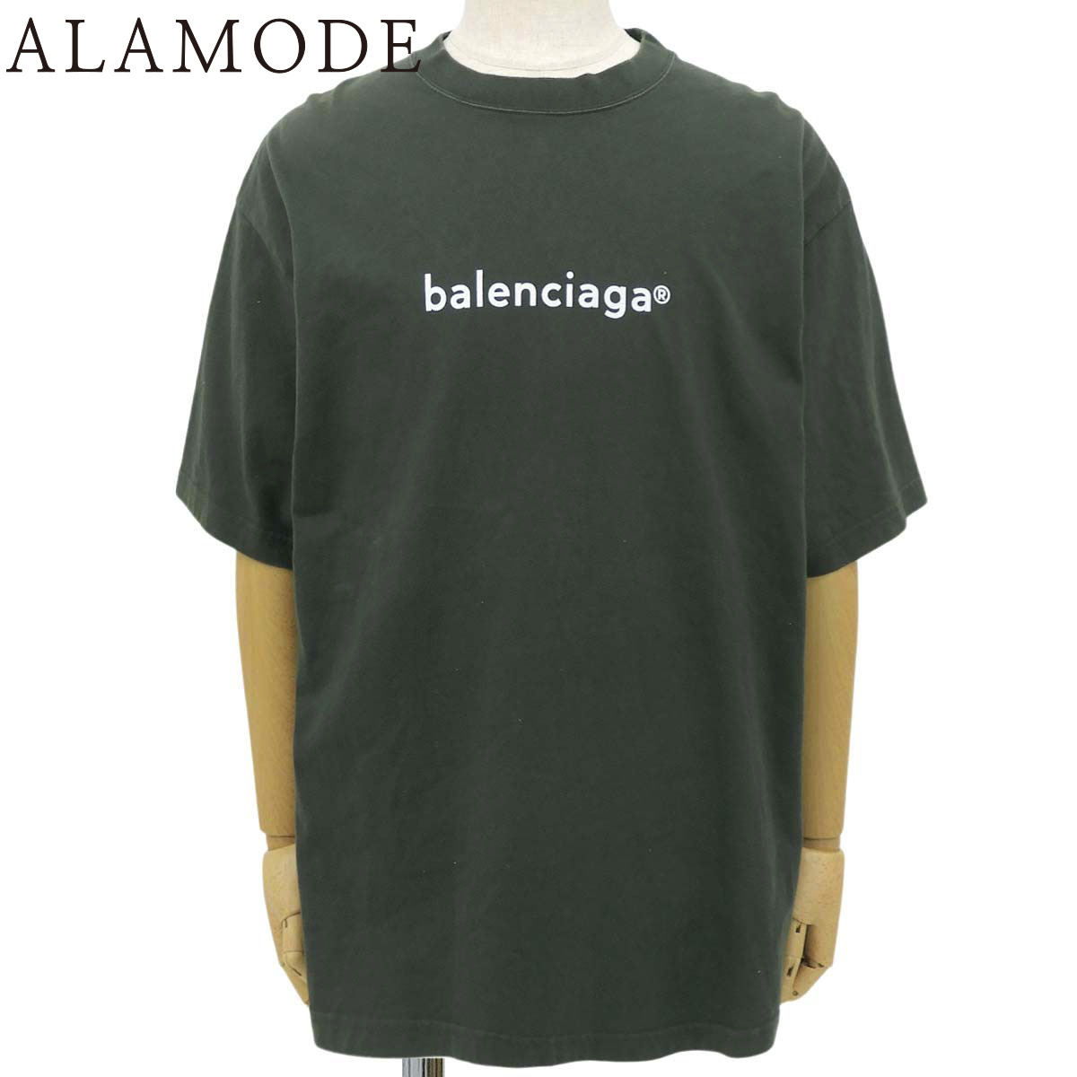 BALENCIAGA(バレンシアガ) ロゴ プリント Tシャツ Tシャツ 2020年 アパレル ファッション 衣類 半袖 L コットン グリーン緑 ホワイト白 メンズ 40802184072【中古】【アラモード】