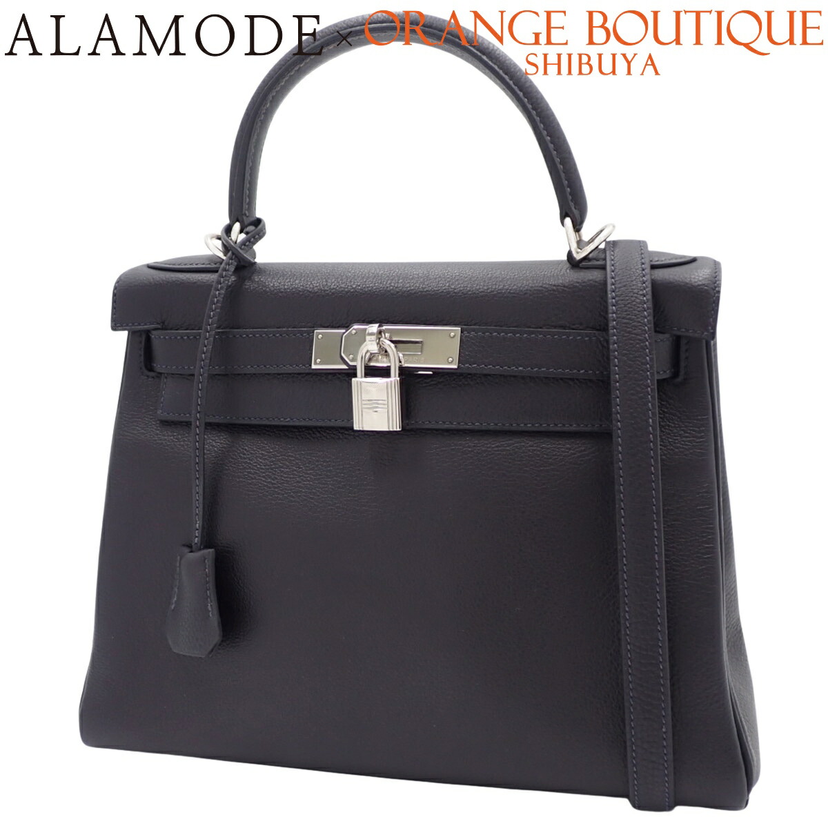 HERMES(エルメス) ケリー28 (内縫い) プルノワール ブラック黒 トリヨンクレマンス パラジウム金具 シルバー金具 □E刻印 ハンドバッグ 2WAY ショルダーバッグ 肩掛け レディース 40802188275【中古】【アラモード】