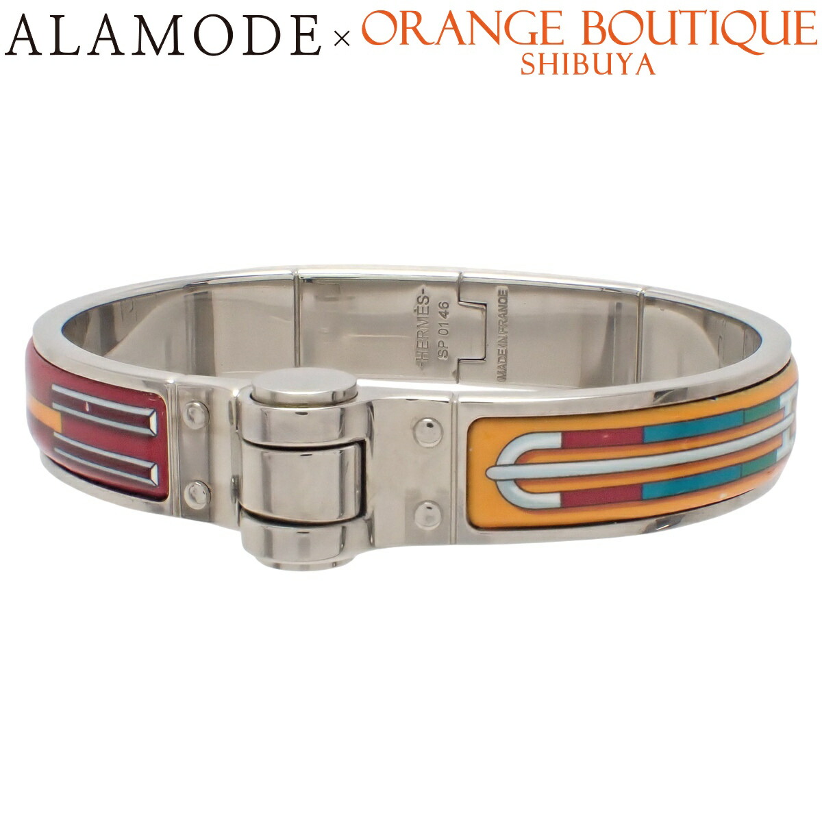 HERMES(エルメス) シャルニエールPM 金属元素 エナメル バングル 付属品 宝飾品 腕輪 しろがね色銀 マルチ色つや ユニ一発やる 40802187396【中古】【アラモード】