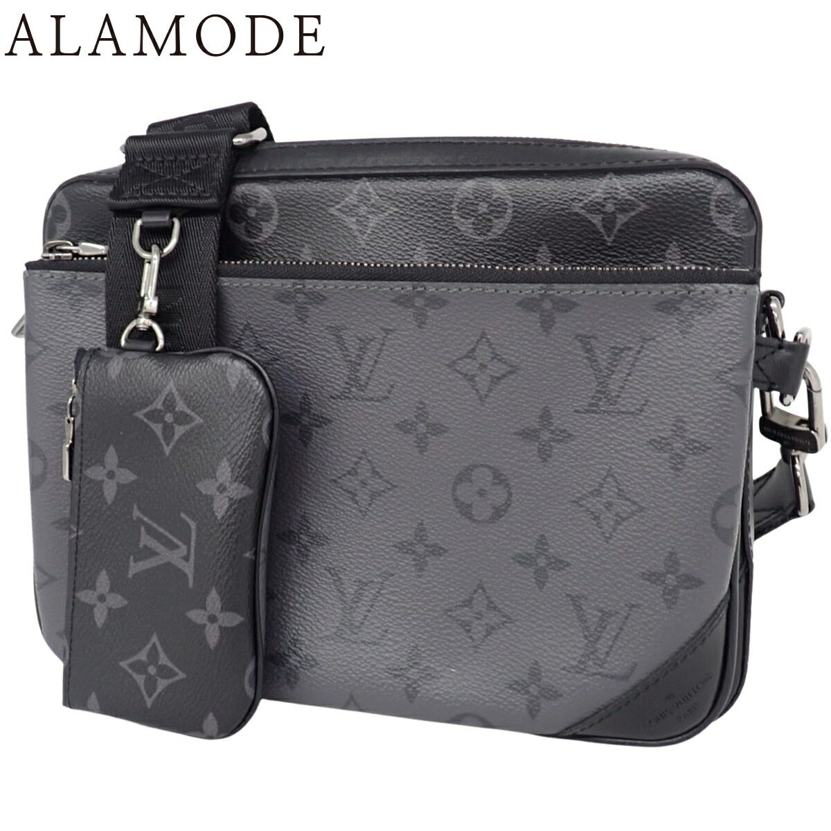 LOUIS VUITTON(ルイ・ヴィトン) モノグラム・エクリプス/モノグラム・エクリプスリバース トリオ・メッセンジャー ショルダーバッグ 肩掛け 斜め掛け ブラック黒 グレー ガンメタル金具 M69443 40802187482【アラモード】
